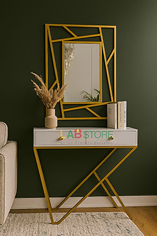 Miroir décoratif en métal doré