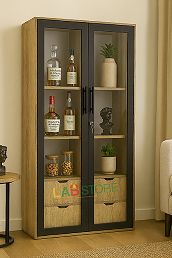 Vitrine en panneaux décor bois & métal – Image 2