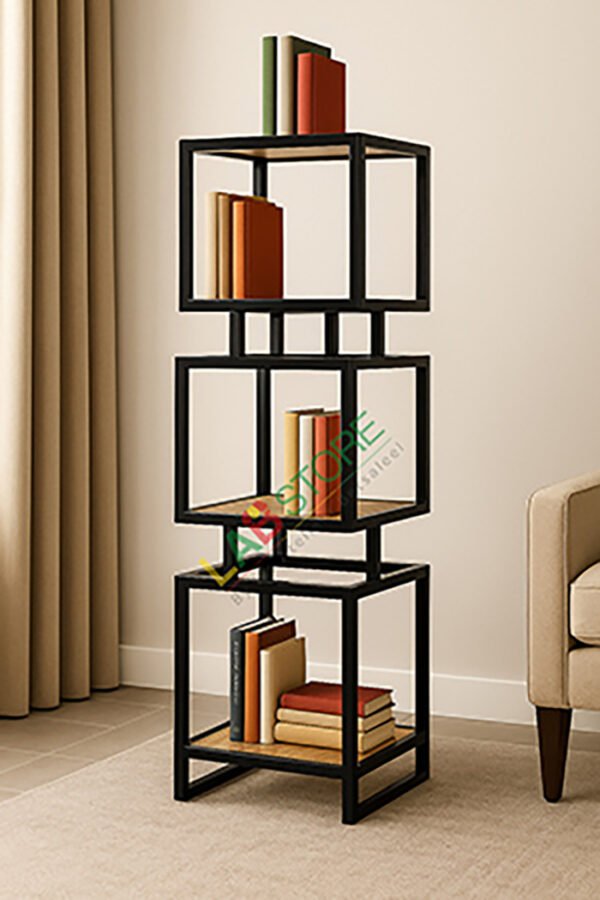 Étagère design cubique en métal & panneaux laqués