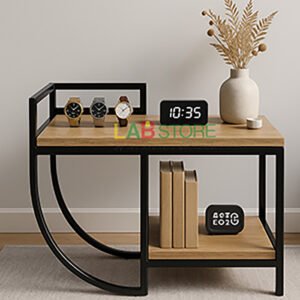 Table basse en métal noir et bois