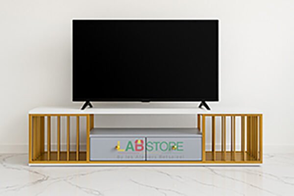 Meuble TV en panneaux décor bois & métal