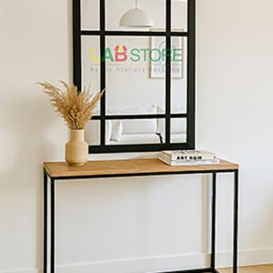 Console & Miroir en métal noir