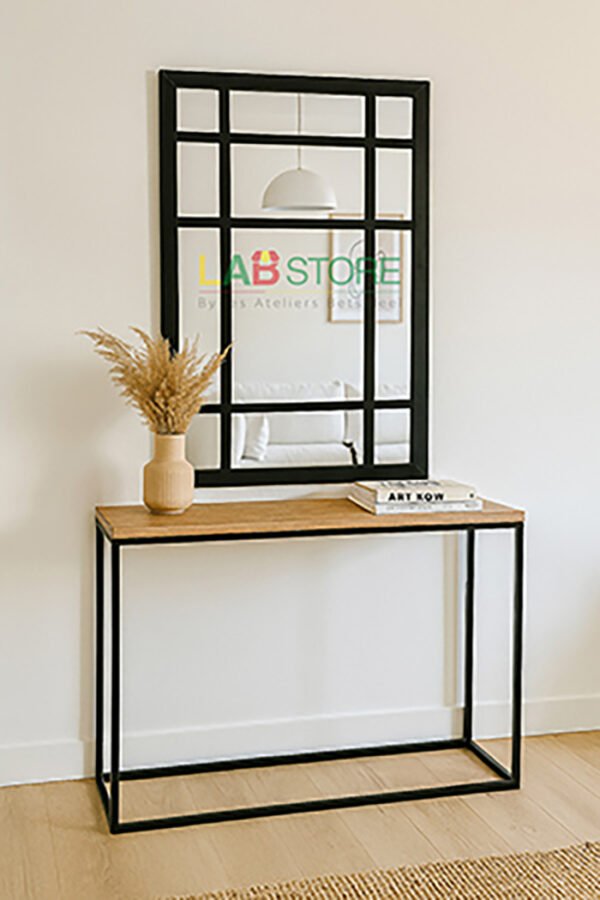 Console & Miroir en métal noir