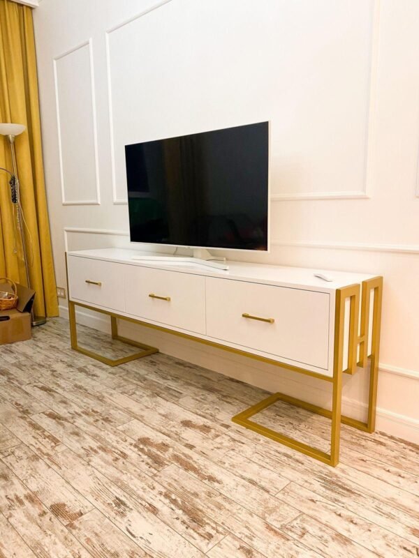 Meuble TV en panneaux décor bois & métal