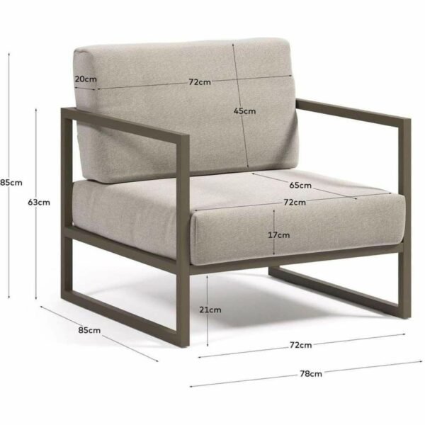 Fauteuil contemporain en métal et tissu