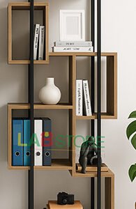 Bibliothèque en bois massif & métal