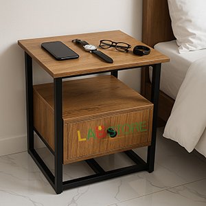 Table de chevet en bois & métal