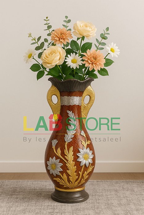 Vase décoratif baroque – Finition bois sculpté